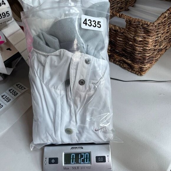 NIKE Running Vest Womens Small White Black Polka Dot Fleece Lined Pockets Cinch - Picture 12 of 12